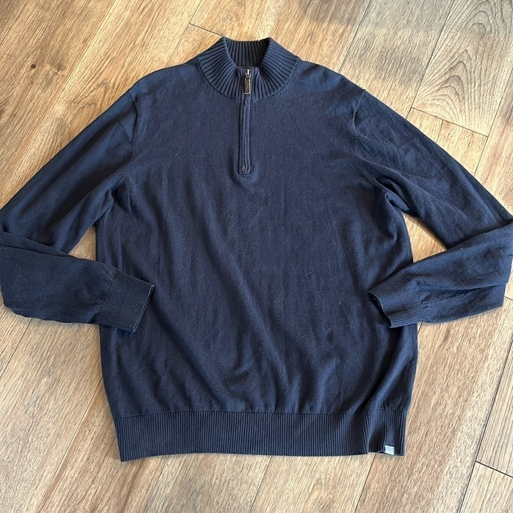 EDDIE BAUER | cotton cashmere blend quarter zip, size XL TALL